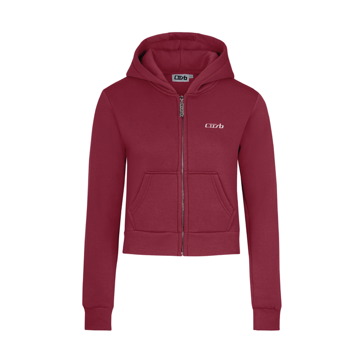 CROPPED ZIP UP RICH RED