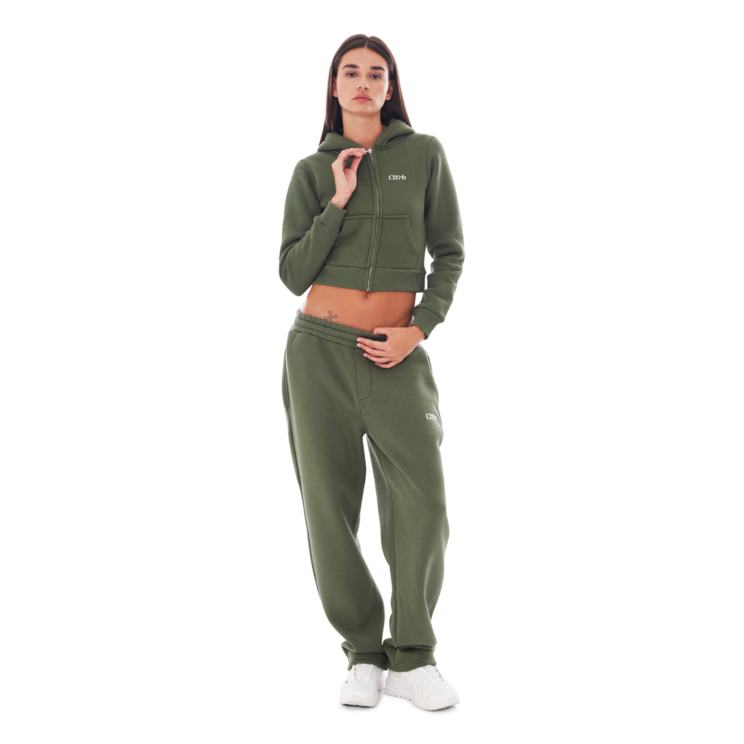 CROPPED ZIP UP BRONZE GREEN