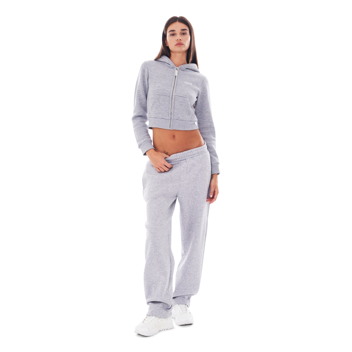 CROPPED ZIP UP GREY MELANGE
