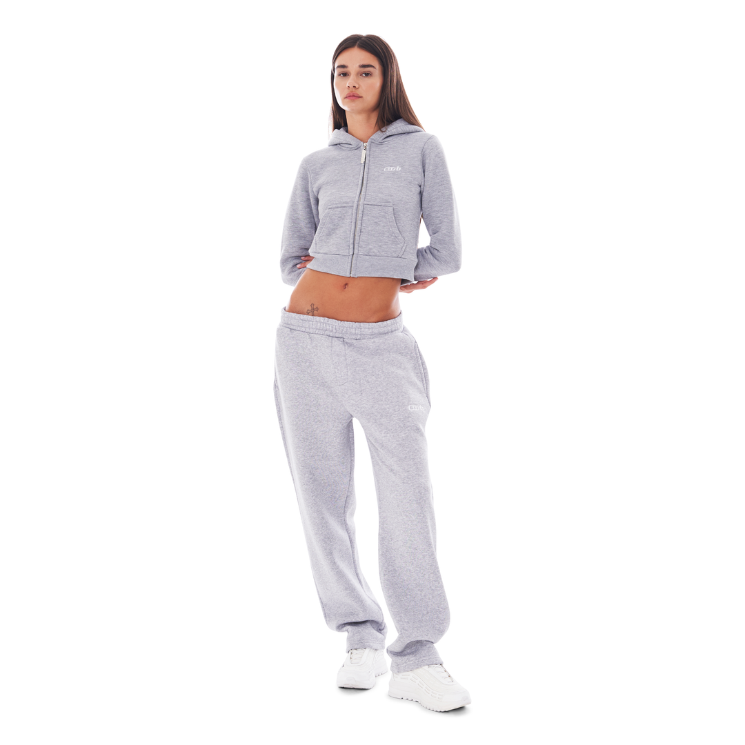 CROPPED ZIP UP GREY MELANGE