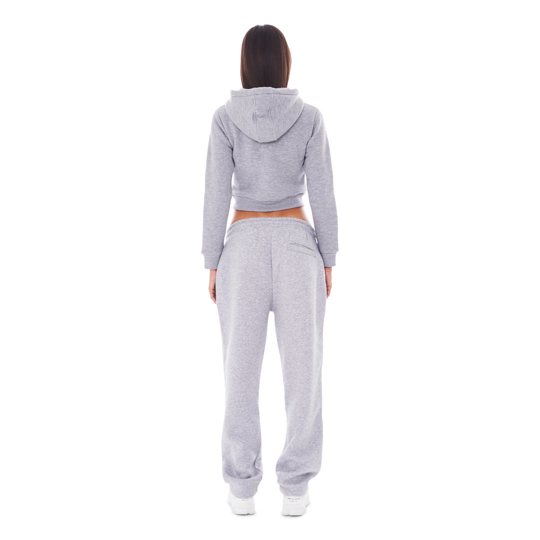 CROPPED ZIP UP GREY MELANGE