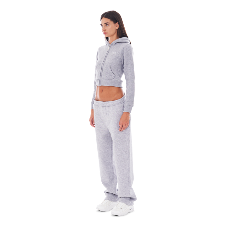 CROPPED ZIP UP GREY MELANGE