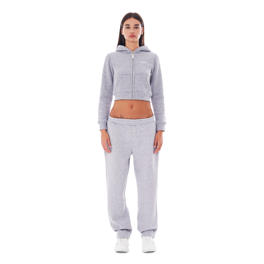 CROPPED ZIP UP GREY MELANGE