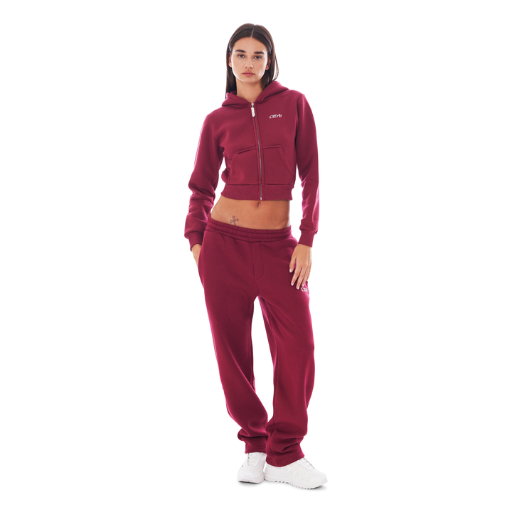CROPPED ZIP UP RICH RED