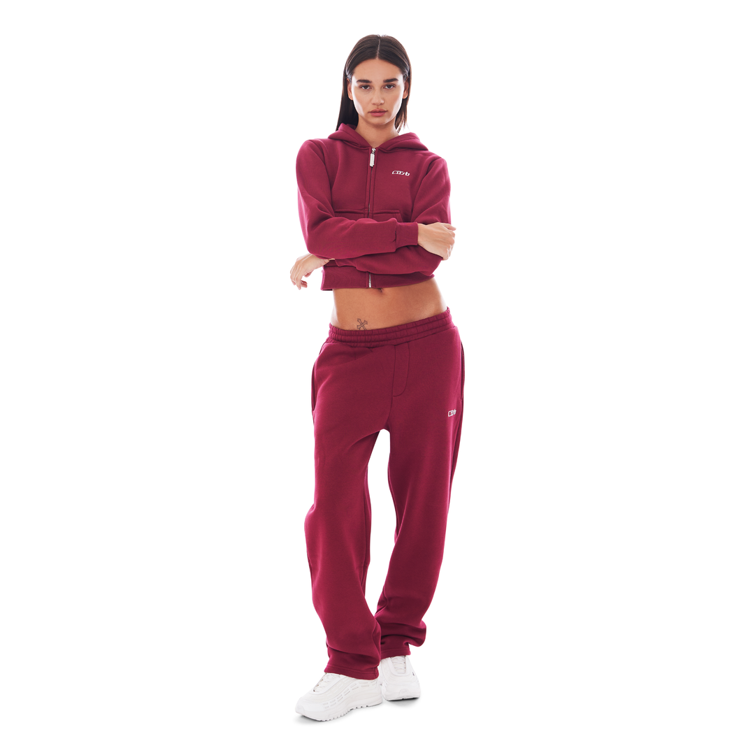 CROPPED ZIP UP RICH RED