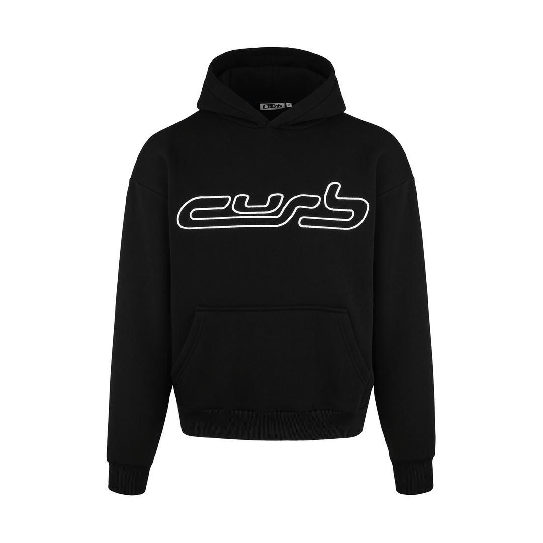 OUTLINE EMBROIDERY HOODIE BLACK