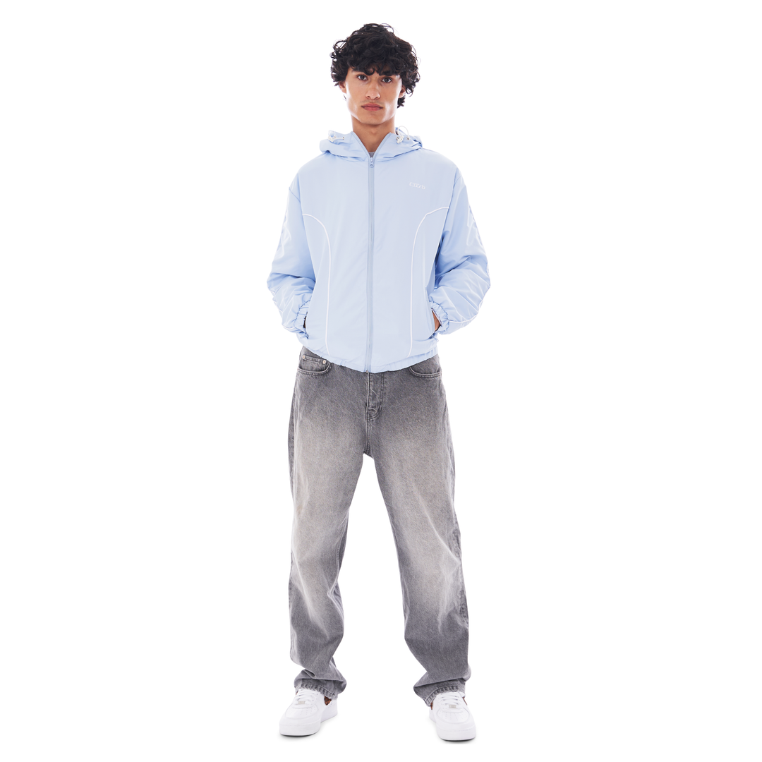 NYLON PIPING ZIP-UP BABYBLUE