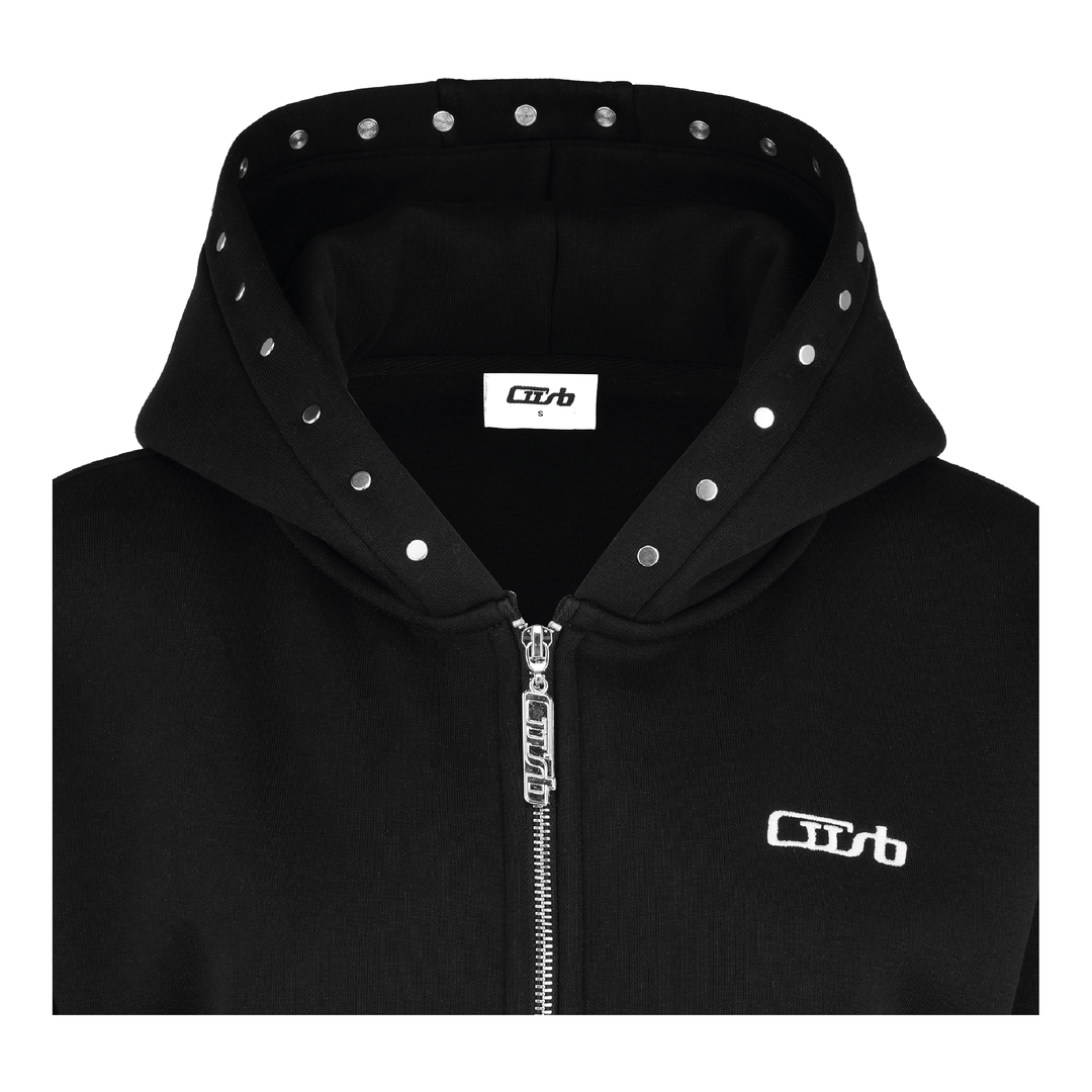 Studded Zip-Up Black