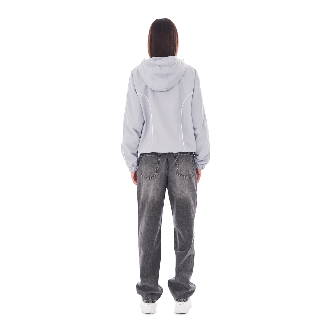 NYLON PIPING ZIP-UP LIGHT GREY