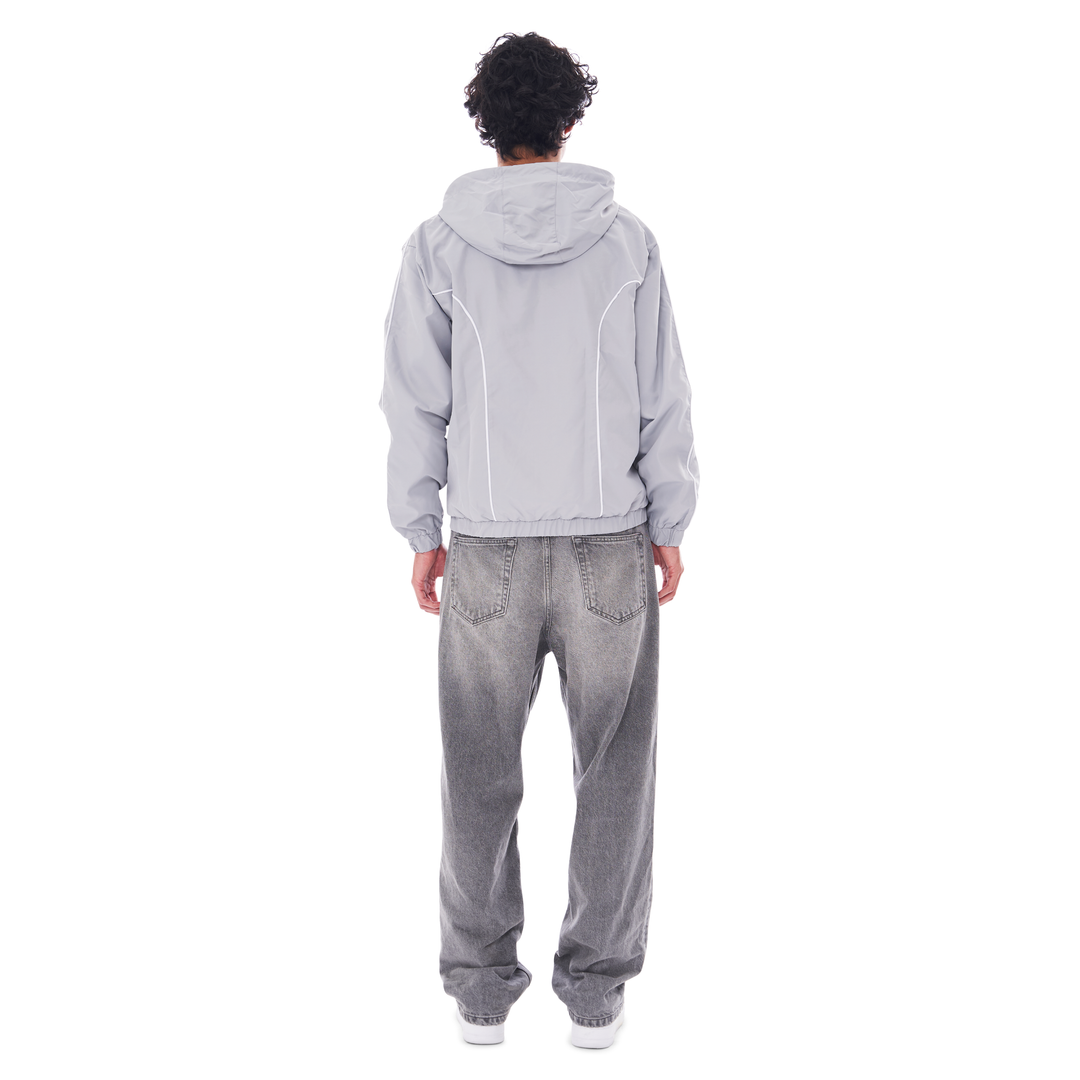 NYLON PIPING ZIP-UP LIGHT GREY