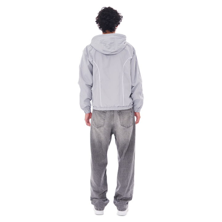 NYLON PIPING ZIP-UP LIGHT GREY