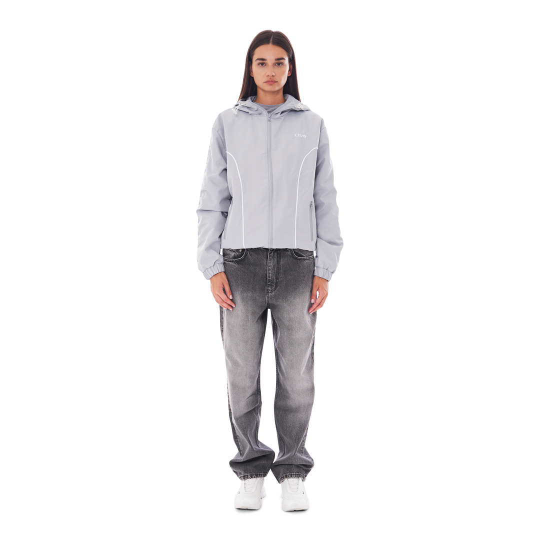 NYLON PIPING ZIP-UP LIGHT GREY