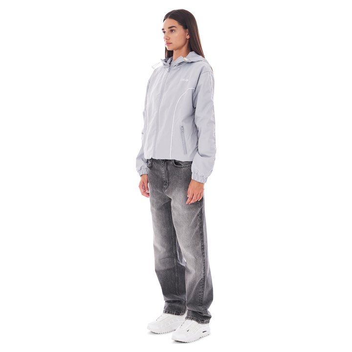 NYLON PIPING ZIP-UP LIGHT GREY