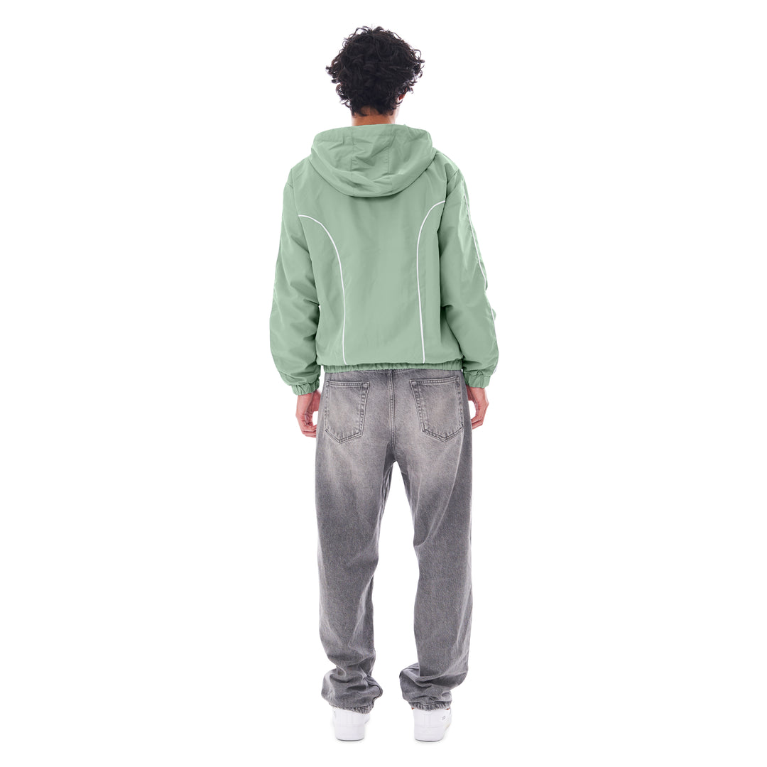NYLON PIPING ZIP-UP KHAKI
