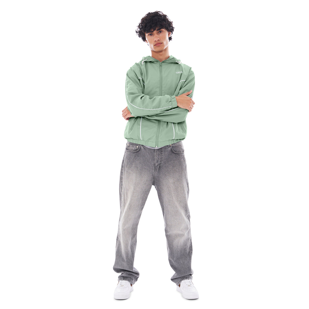 NYLON PIPING ZIP-UP KHAKI