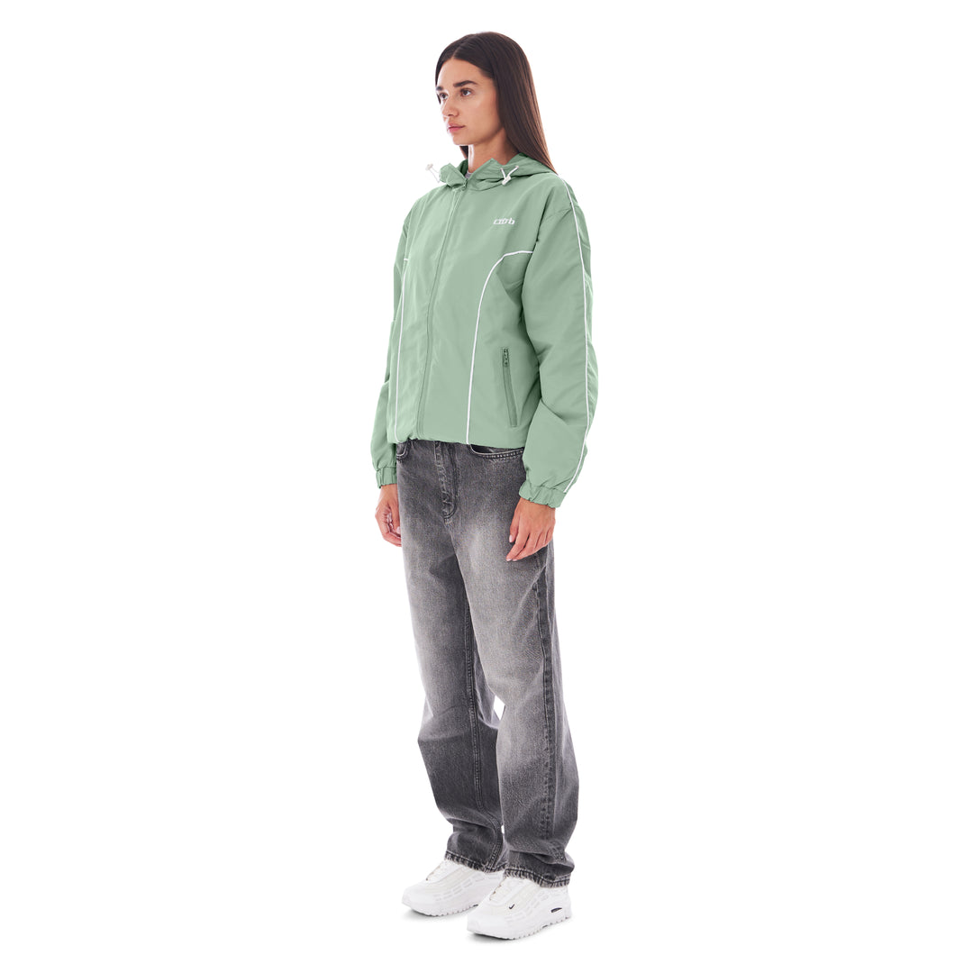 NYLON PIPING ZIP-UP KHAKI