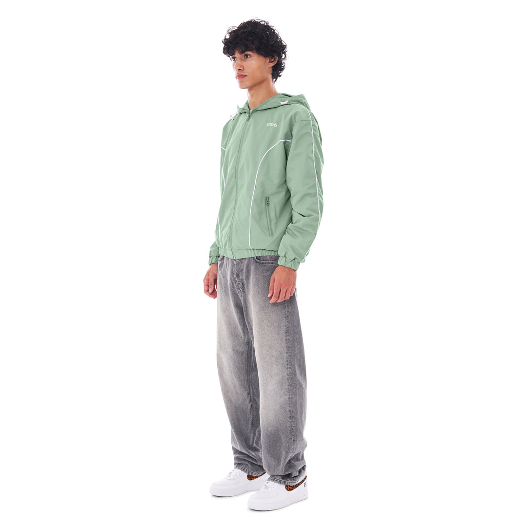 NYLON PIPING ZIP-UP KHAKI