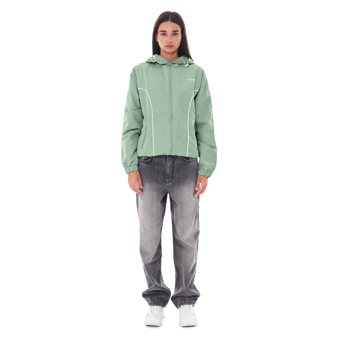 NYLON PIPING ZIP-UP KHAKI