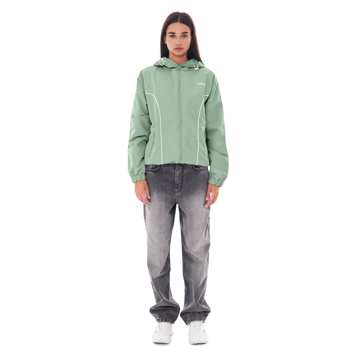 NYLON PIPING ZIP-UP KHAKI