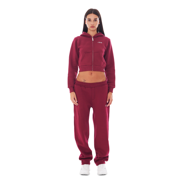 CROPPED ZIP UP RICH RED
