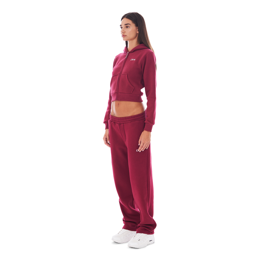 CROPPED ZIP UP RICH RED