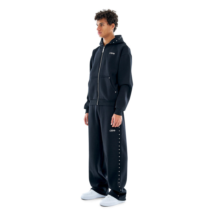 Studded Zip-Up Black