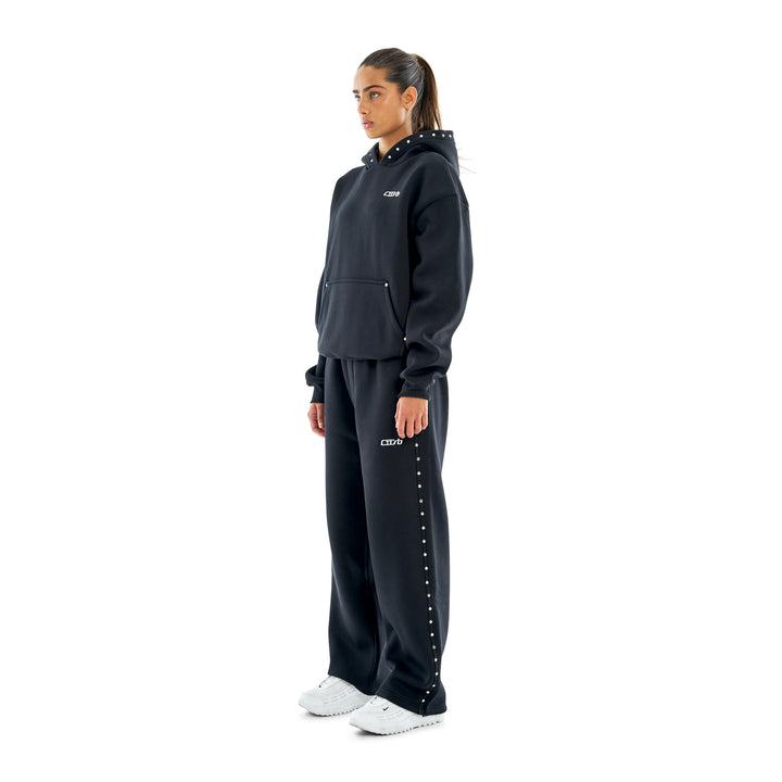 Studded Wide Leg Jogger Black