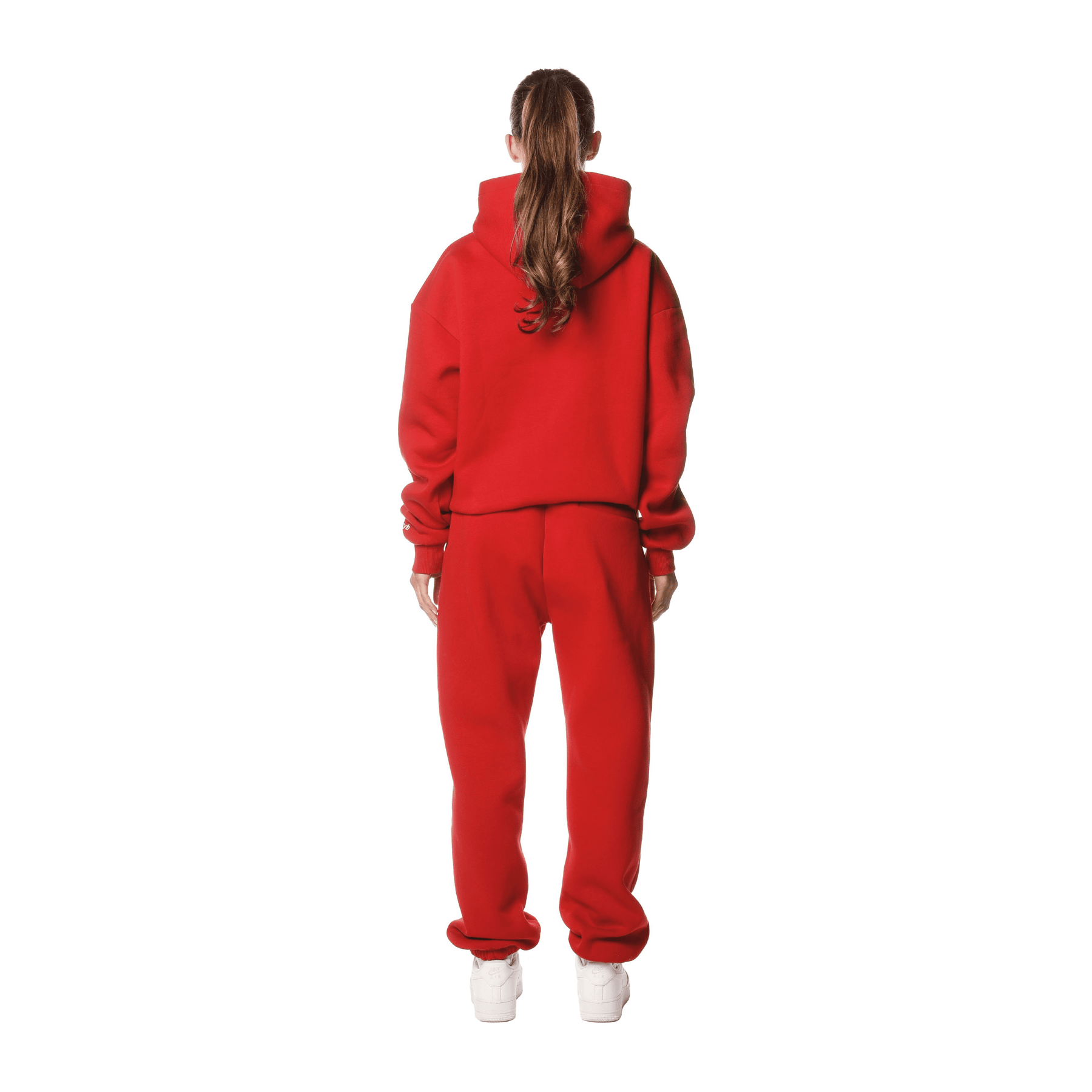 RED JOGGER WITH STRIPED RIB - RED