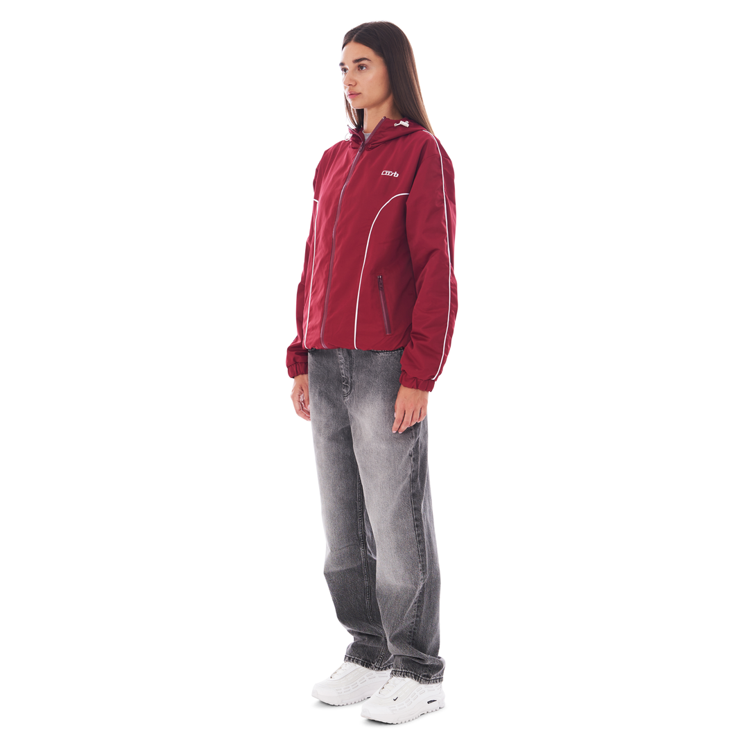 NYLON PIPING ZIP-UP DARK RED