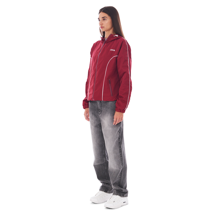 NYLON PIPING ZIP-UP DARK RED