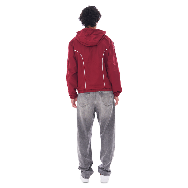 NYLON PIPING ZIP-UP DARK RED