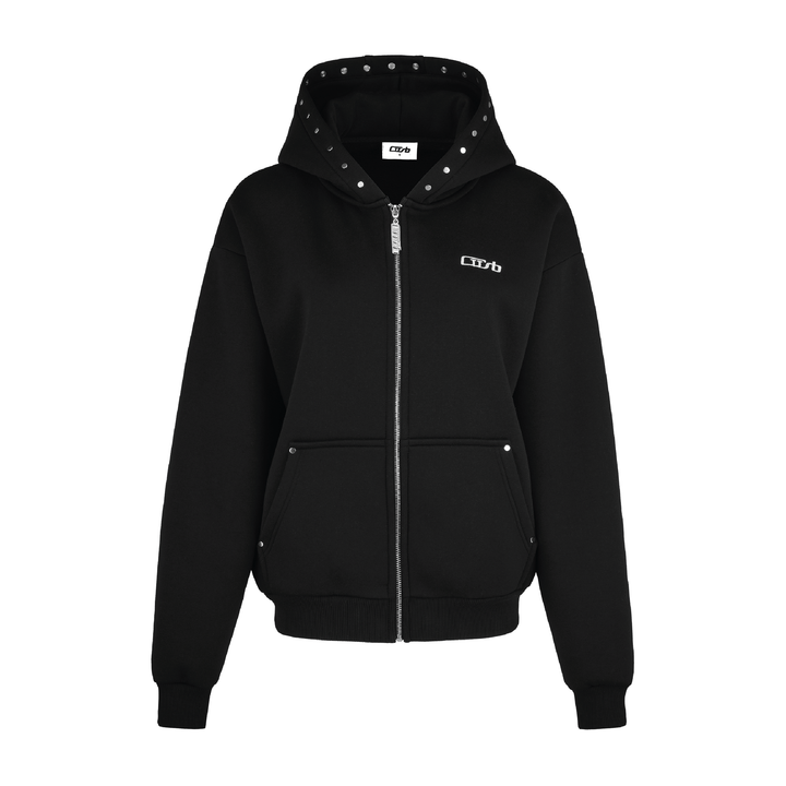Studded Zip-Up Black