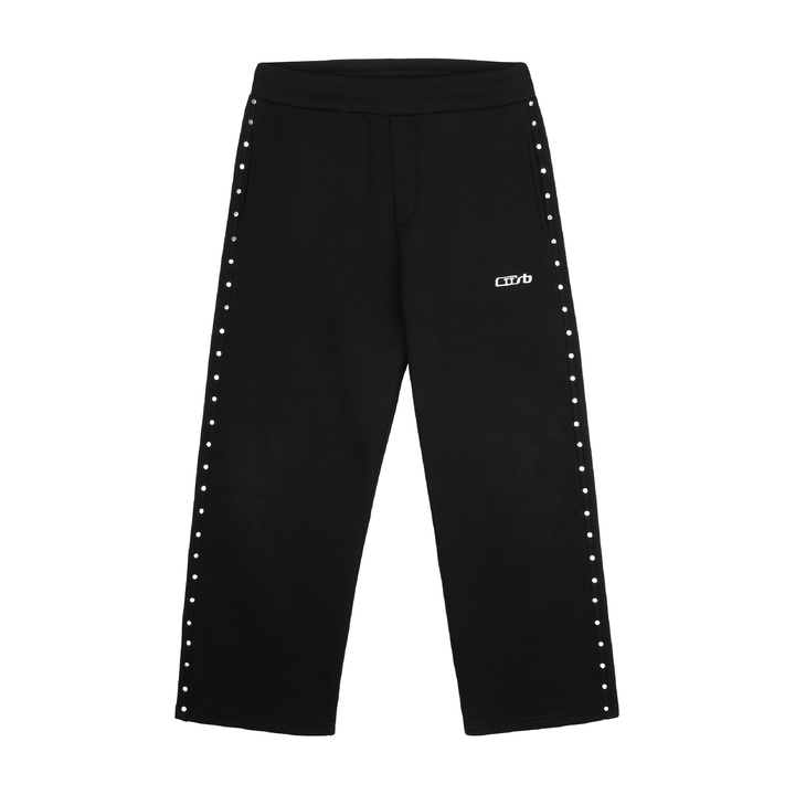 Studded Wide Leg Jogger Black