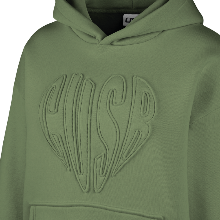 HEART HOODIE BRONZE GREEN
