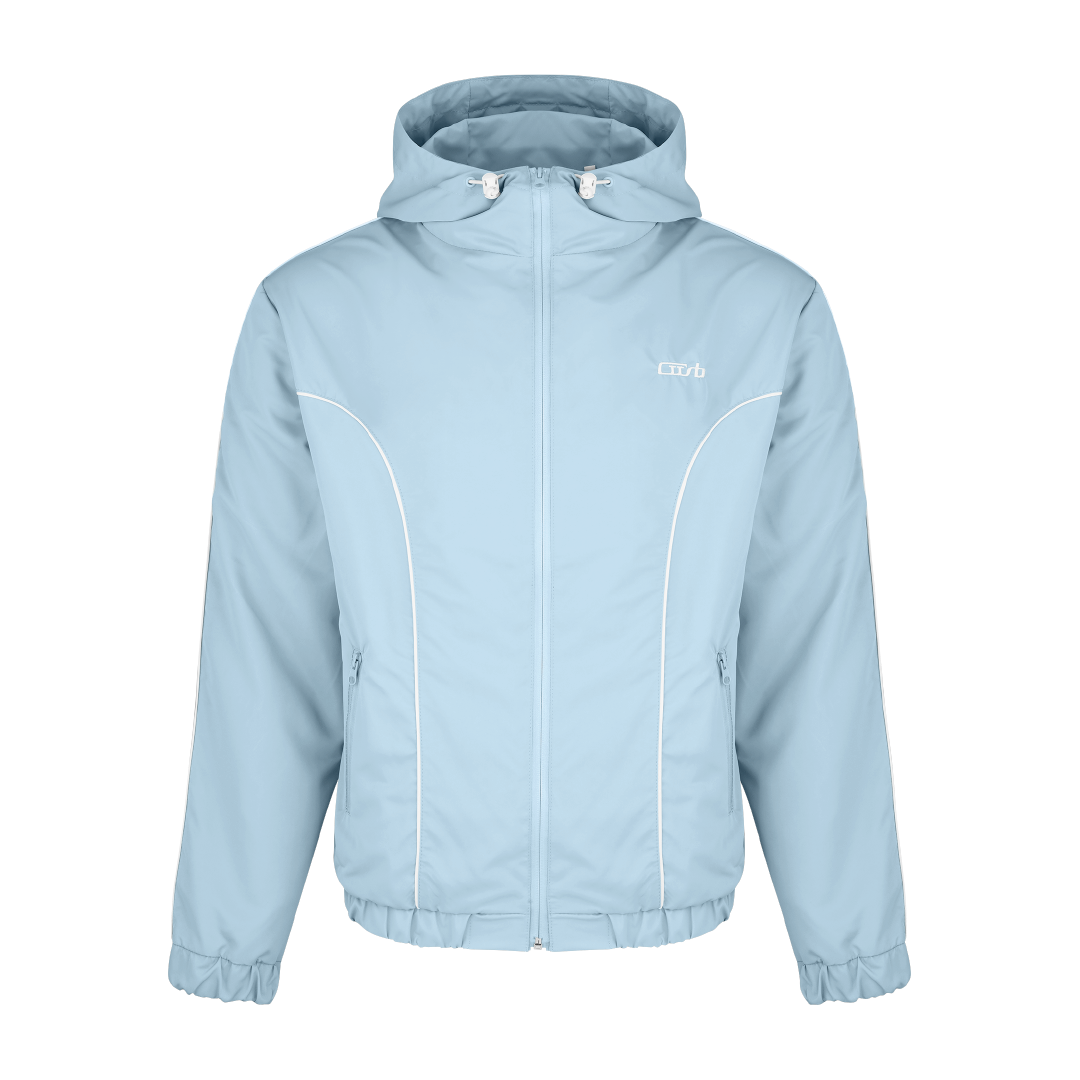NYLON PIPING ZIP-UP BABYBLUE